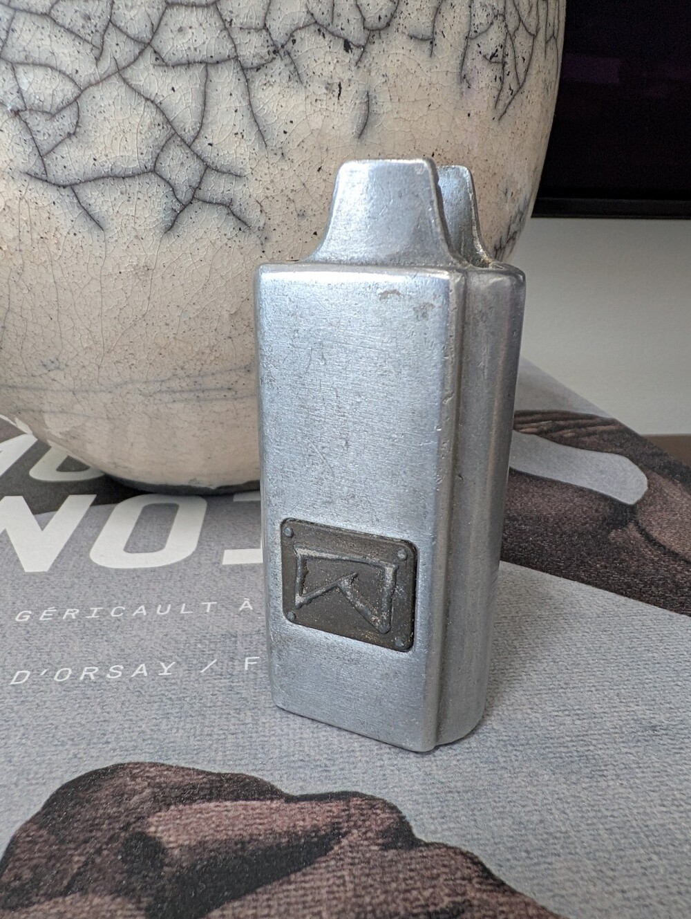 Vintage Peugeot Metal Mini Lighter Sleeve Holder Rare Collectible Candle Lighter